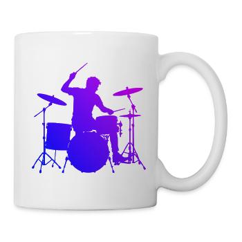 Geschenkidee für einen Schlagzeuger mit Schlagzeug - Tasse - Weiß - Rechts