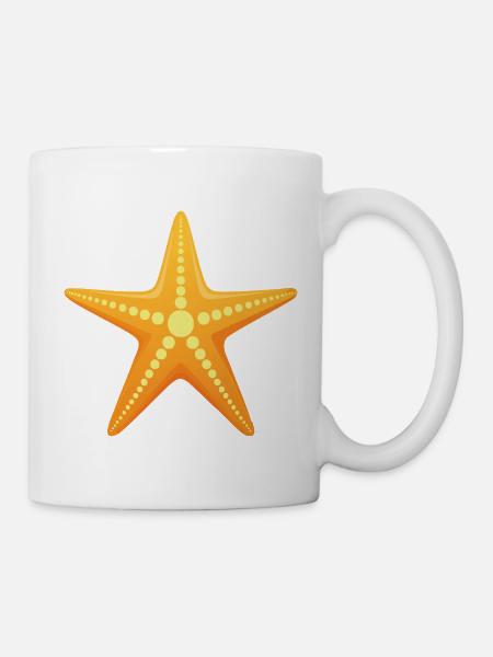 Seestern - Maritimes Strand-Meeresmotiv - Tasse - Weiß