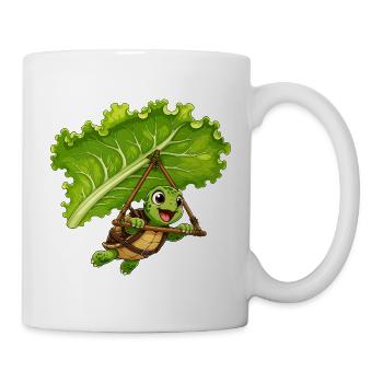 Tortue en voile feuillue - Mug blanc - blanc - Droite