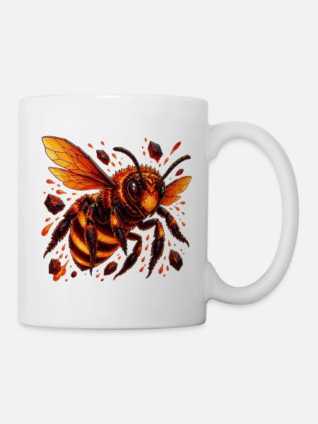 Flammende Honigbiene mit Lava-Kristallen - Tasse - Weiß