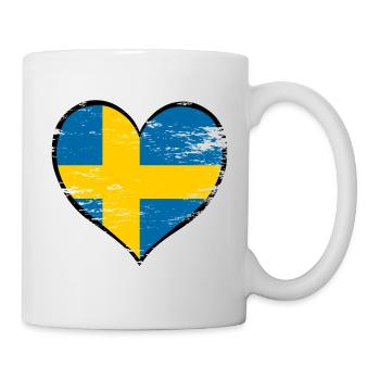 Drapeau du cœur de la Suède utilisé - Mug blanc - blanc - Droite