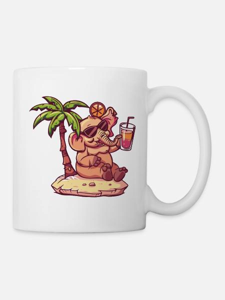 Elefant Sommer Palme - Tasse - Weiß