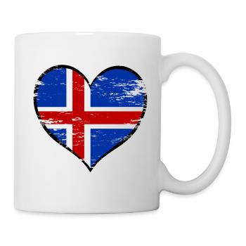 Drapeau du cœur islandais utilisé - Mug blanc - blanc - Droite