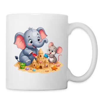 Sandkunst Freundschaft Elefant Maus - Tasse - Weiß - Rechts