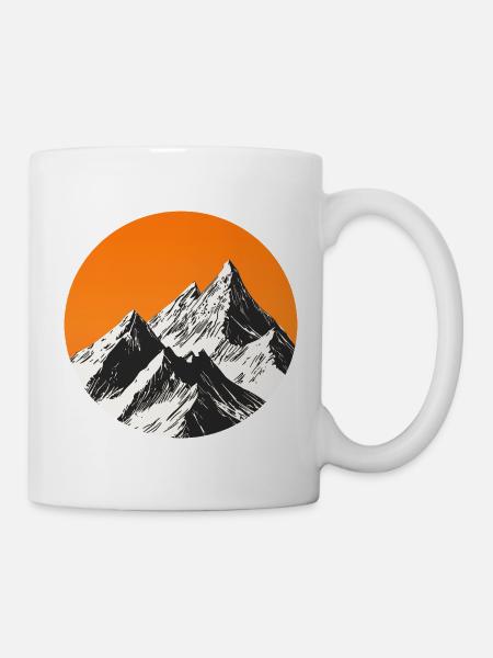 Berge bei Sonnenuntergang - Tasse - Weiß