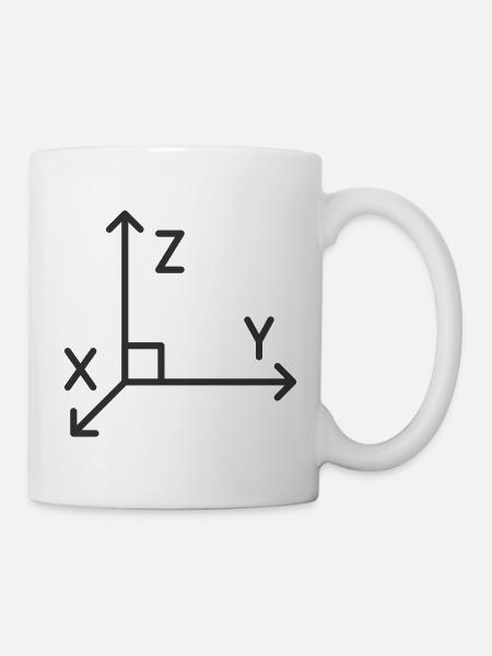 3D-Koordinatenachsen-Liniensymbol XYZ-Systemvektor Des - Tasse - Weiß