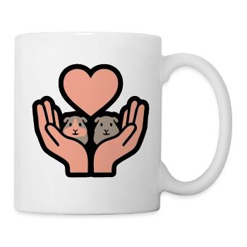 Mains de cochon d’Inde nourrissant un rongeur domestique. - Mug blanc - blanc - Droite