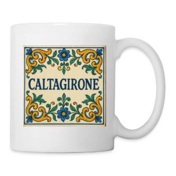 Caltagirone Fliesen Ornament - Tasse - Weiß - Rechts