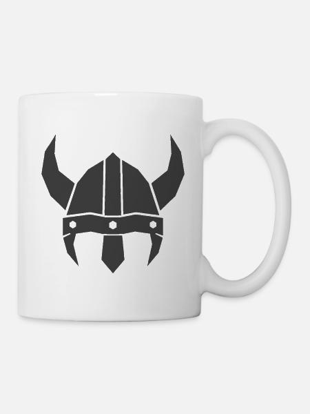 Wikingerhelm, Vendelhelm Silhouette - Tasse - Weiß
