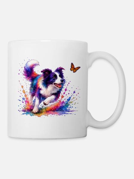 Border Collie Aquarell Sheepdog-Kunst - Tasse - Weiß