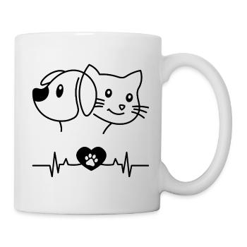 Dog Cat Heartbeat SVG | Hund Katze Herzschlag  - Tasse - Weiß - Rechts