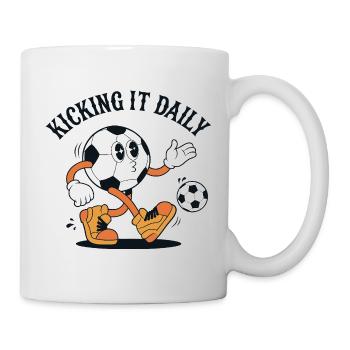 Retro Football Cartoon - Kicking It Daily - Mug - white - Right