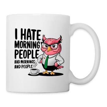 Morning grouch office owl in suit - Mug - white - Right