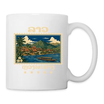 Laos Luang Prabang Marque de voyage vintage - Mug blanc - blanc - Droite