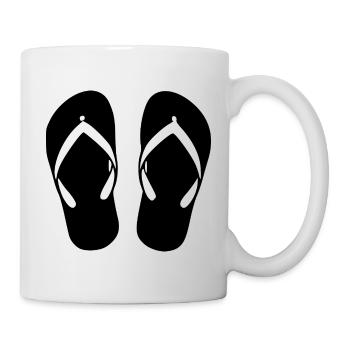 Flipflops_schwarz_Sommer_Strand_Urlaub_Geschenk - Mug - white - Right
