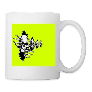 Collier squelette jaune fluo - Mug blanc - blanc - Droite