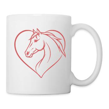 Pferd Herz rosa reiten Geschenk Reiter  - Tasse - Weiß - Rechts