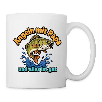 Angeln mit Papa – Alles ist Gut - Tasse - Weiß - Rechts