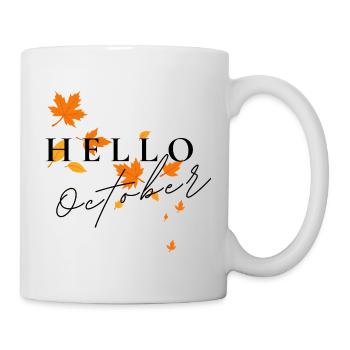 Bonjour octobre | Conception des feuilles d’automne - Mug blanc - blanc - Droite