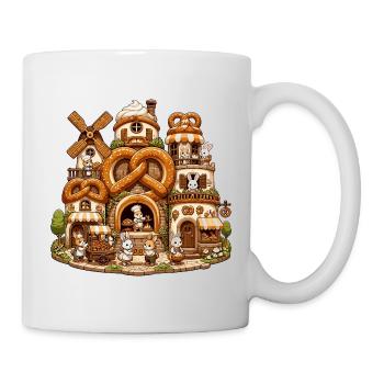 Märchenhafte Bäckerwelt mit Brezeln - Tasse - Weiß - Rechts