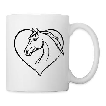 Pferd Herz reiten Geschenk Reiter  - Tasse - Weiß - Rechts