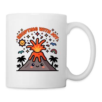 Erupting with Joy Niedlicher Vulkan Cartoon Design - Tasse - Weiß - Rechts