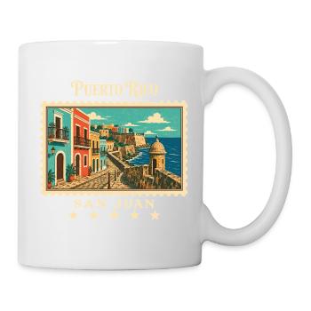 Puerto Rico San Juan Vintage Reisemarke - Tasse - Weiß - Rechts