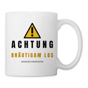 Achtung Brautpaar Junggesellenabschied - Tasse - Weiß - Rechts