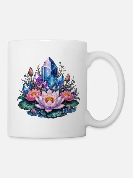 Kristall Lotus Fantasie - Tasse - Weiß