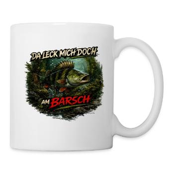 Da leck mich doch am Barsch – Flussbarsch | Angler - Tasse - Weiß - Rechts
