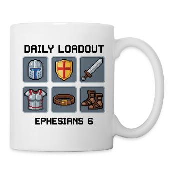 Waffenrüstung Gottes Pixel Art- Epheser 6 - Tasse - Weiß - Rechts