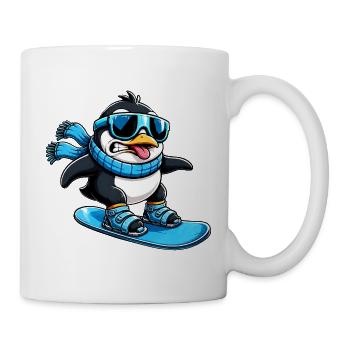 Quirky Pinguin Snowboarder Wintersport - Tasse - Weiß - Rechts
