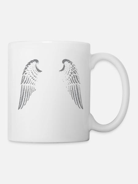 Gotisches Monogramm mit Engelsflügeln - Tasse - Weiß