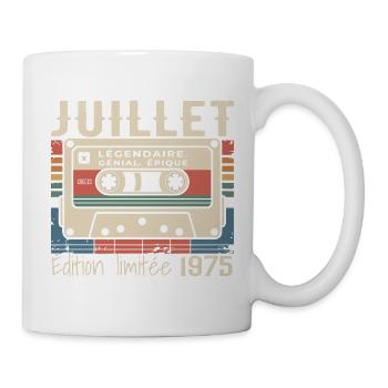 Cassette Rétro 1975 Cadeau Anniversaire Juillet 19 - Mug blanc - blanc - Droite