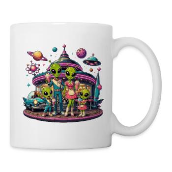 Alien Familie im Space-Diner - Tasse - Weiß - Rechts