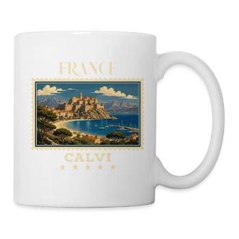 Frankreich Calvi Vintage Reisemarke - Tasse - Weiß - Rechts