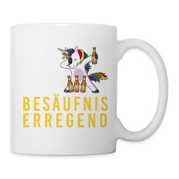 Lage ist besäufniserregend, Einhorn Bierflasche - Tasse - Weiß - Rechts