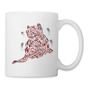 Abstrakte Katze Pinselstrich Kunst - Tasse - Weiß - Rechts