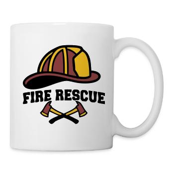 Feuerwehrhelm Wappen Logo - Tasse - Weiß - Rechts