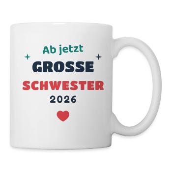 Einschulung 2026 Schwester - Schulkind Geschenk Sc - Tasse - Weiß - Rechts