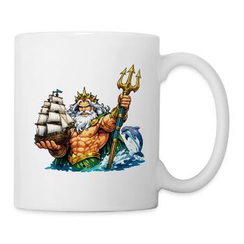 Neptun mit Seegelschiff - Tasse - Weiß - Rechts
