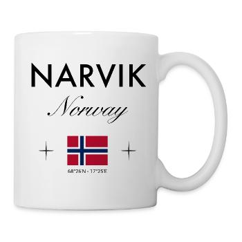 Narvik Norwegen Koordinaten Reise Souvenir - Tasse - Weiß - Rechts