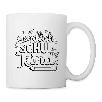 Endlich Schulkind Ausmalen Rakete Einschulung - Tasse - Weiß - Rechts