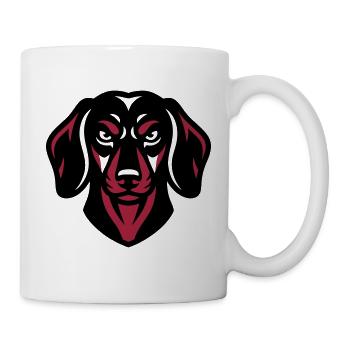 Schwarzer Dackel Logo - Tasse - Weiß - Rechts