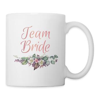 Team Bride Ringe Blumen JGA Junggesellenabschied - Tasse - Weiß - Rechts