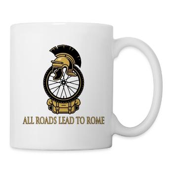 Alle Wege führen nach Rom Radsport-T-Shirt - Tasse - Weiß - Rechts