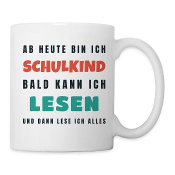 Schulkind 2026 Bald kann ich lesen - Einschulung - Tasse - Weiß - Rechts
