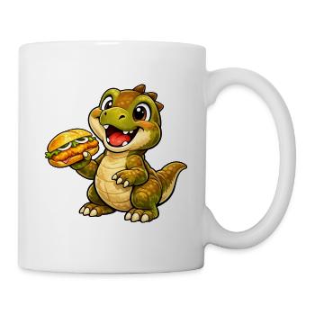 Dino mit Fischbrötchen - Tasse - Weiß - Rechts