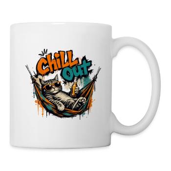 Chill out katze in Hängematte - Tasse - Weiß - Rechts