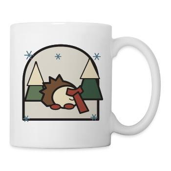Sleeping Hedgehog in Forest Landscape - Mug - white - Right